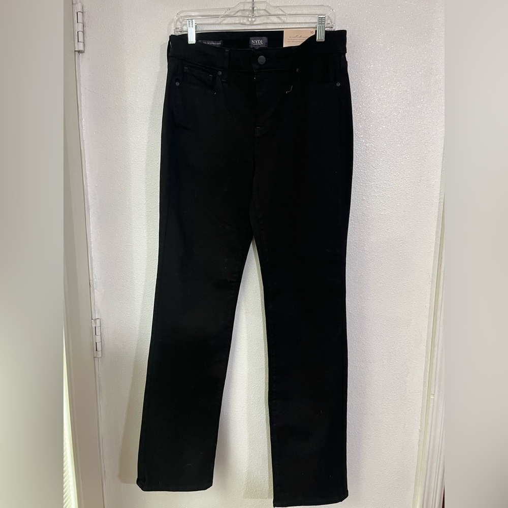 NYDJ Sz  10 Marilyn State, NWT Black Straight, Stretch, Pants Work Play career
